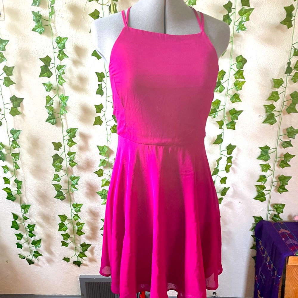Lulus magenta strappy back dress